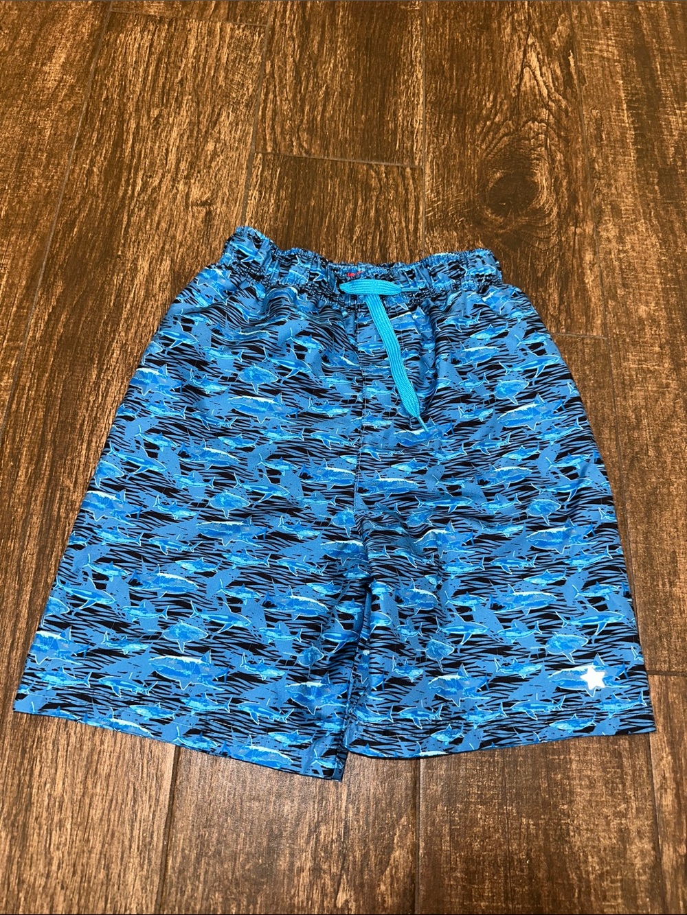 liberty Blue and Black Shark-Print Boys' Swim Trunks